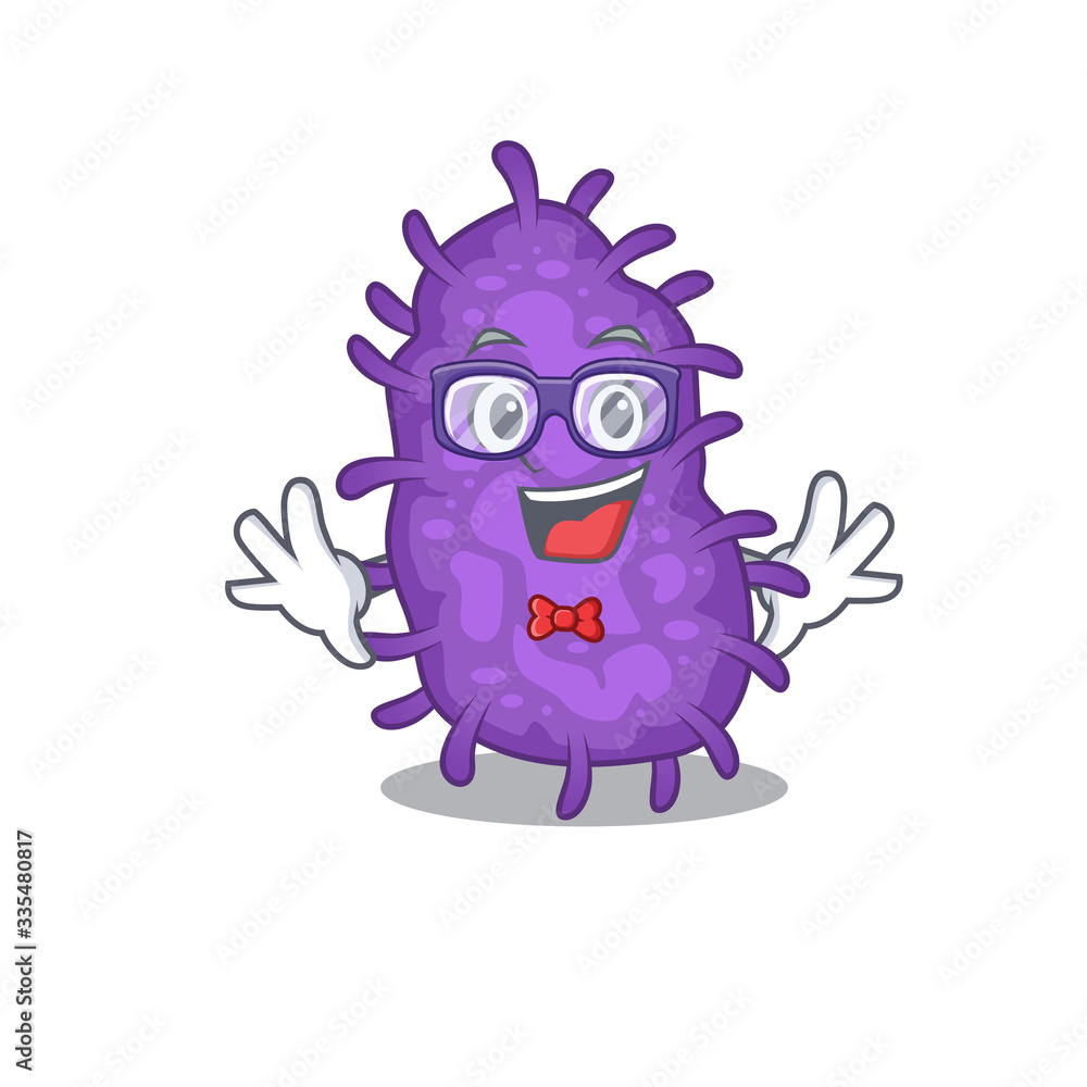 Mascot design style of geek bacteria bacilli with glasses Mascot design style of geek bacteria bacilli with glasses
