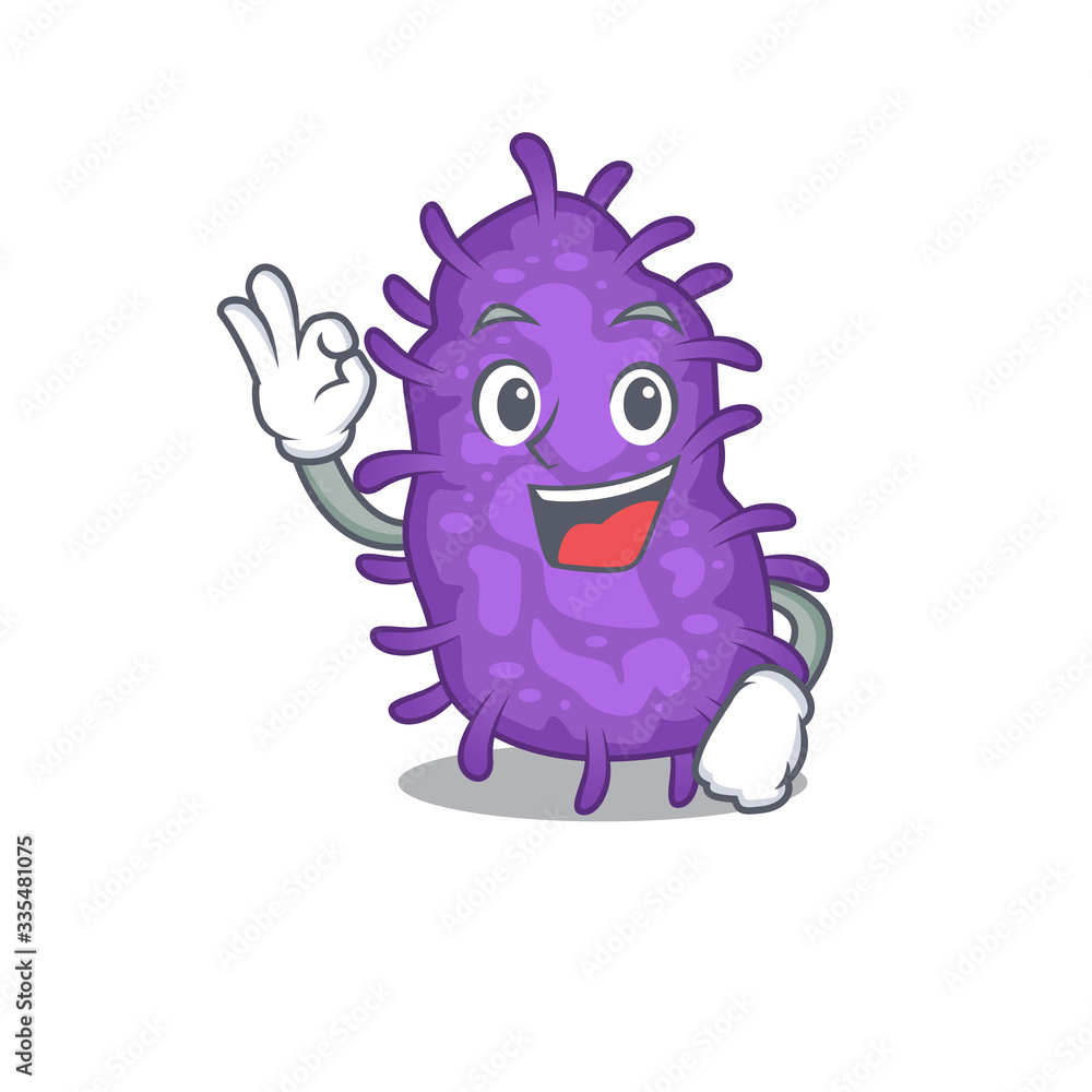 Bacteria bacilli mascot design style with an Okay gesture finger Bacteria bacilli mascot design style with an Okay gesture finger