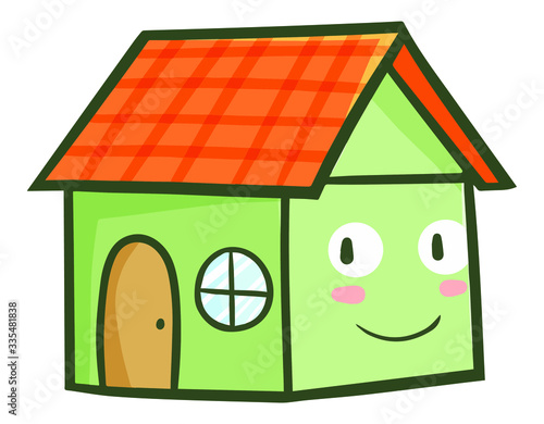 Cute and funny green house smiling