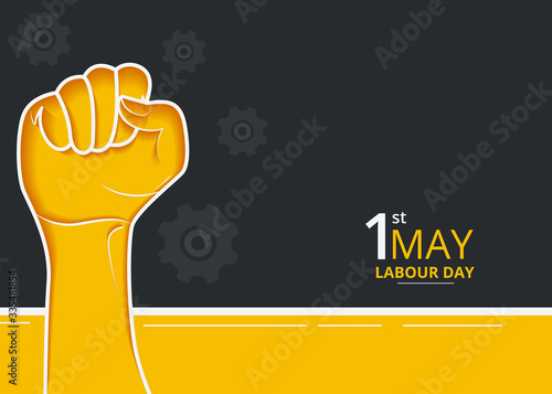 1st may - Happy labour day background with hand of worker