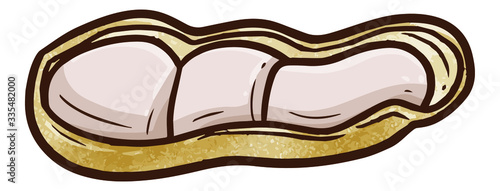 Funny and simple opened peanut in cartoon style