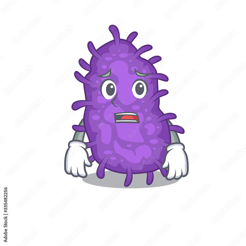 Cartoon design style of bacteria bacilli showing worried face Cartoon design style of bacteria bacilli showing worried face