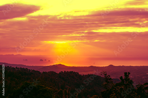 Amazing sunset in paradise park farm, Koh Samui, Thailand