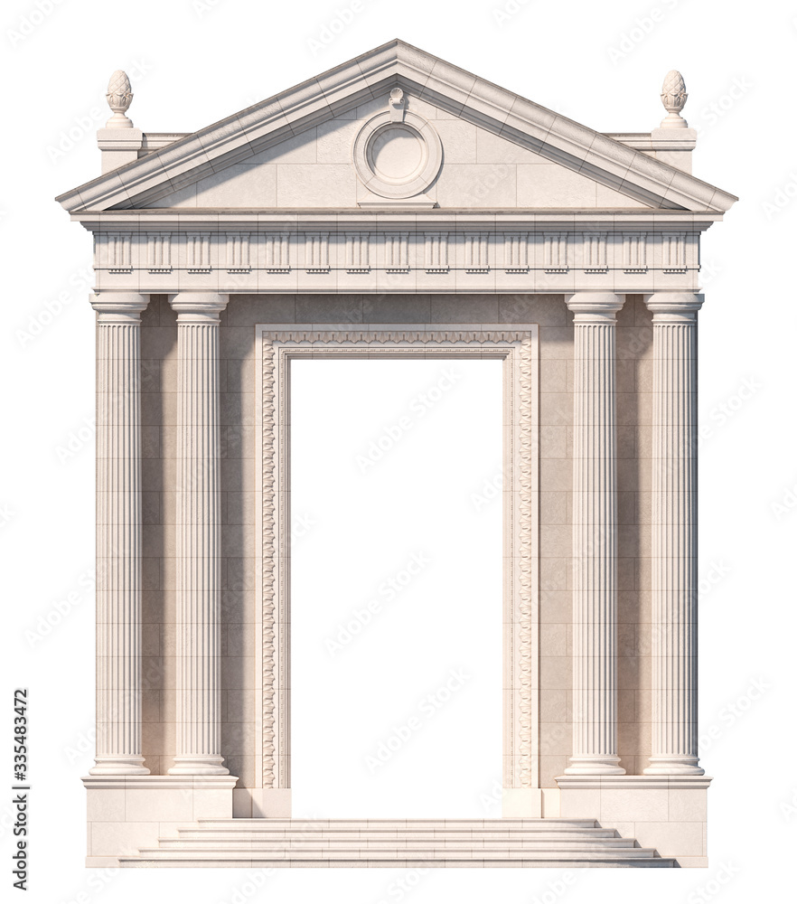 Portico. Architectural elements of the classic building facade. 3D rendering Portico. Architectural elements of the classic building facade. 3D rendering