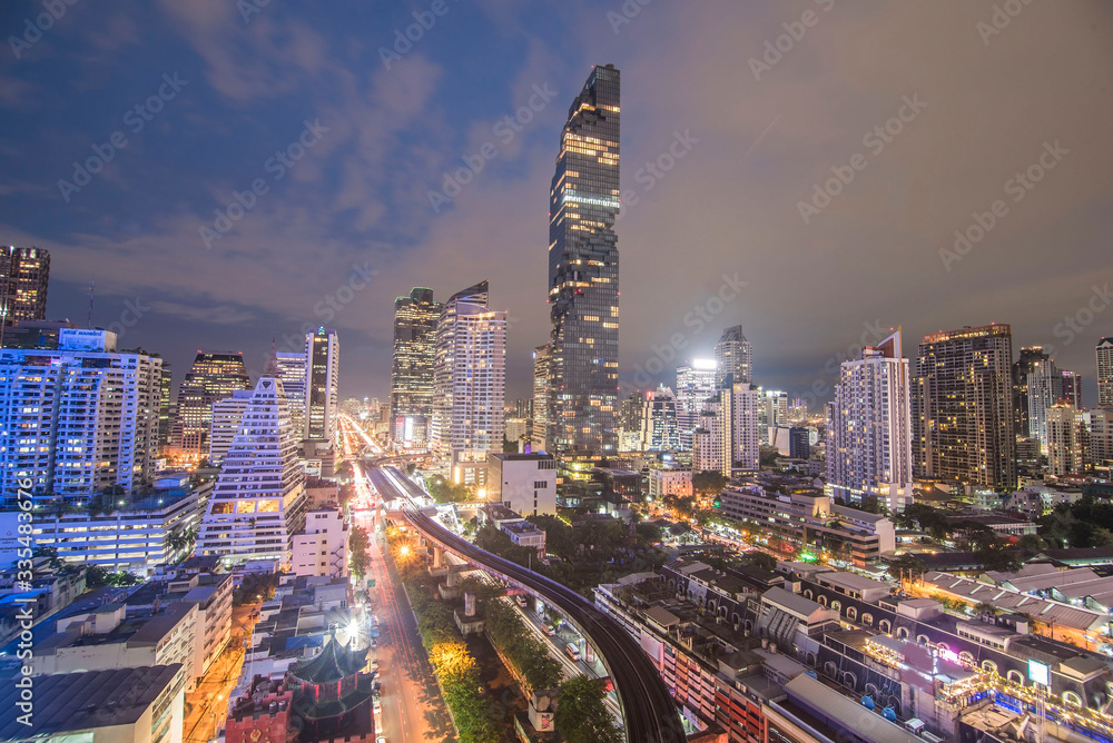 Naklejka premium Night view of Bangkok, the capital city of Thailand
