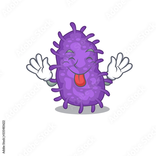 An amusing face bacteria bacilli cartoon design with tongue out