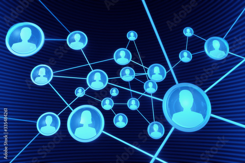 3D illustrated representation of social network connections in a profile icon style.