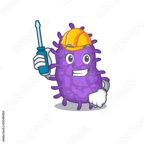 cartoon character of bacteria bacilli worked as an automotive