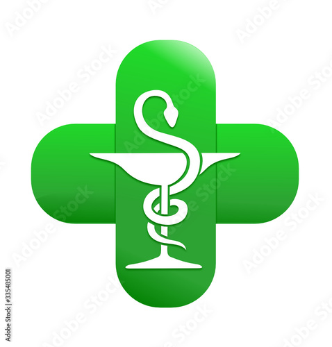 croix pharmacie caducée vert