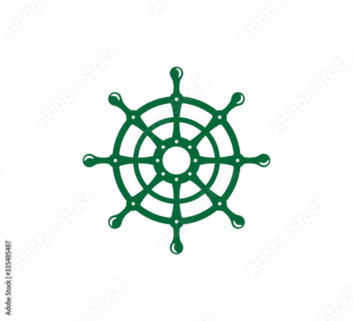 ship steering wheel nautical maritime sail boat theme vector logo design