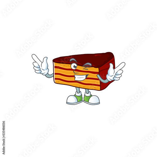 Cartoon character design concept of dobos torte cartoon design style with wink eye