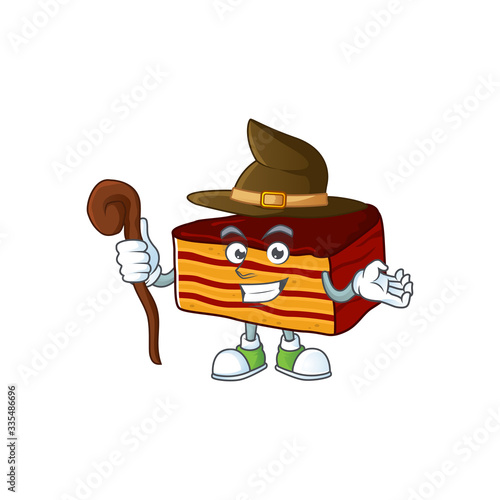 Cute and sneaky Witch dobos torte cartoon design style