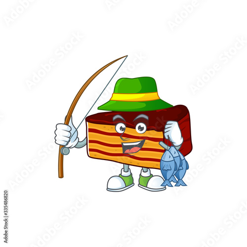 A Picture of dobos torte fisher mascot design catch a fish