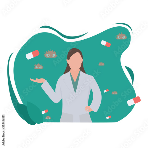 Flat Vector Illustration Background Concept Style Isolated Corona Virus.