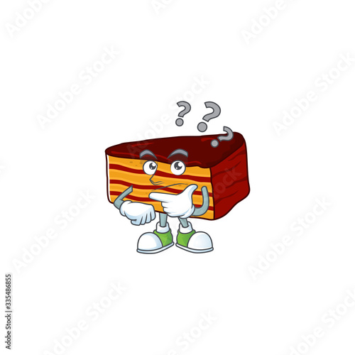 Dobos torte mascot design concept having confuse gesture