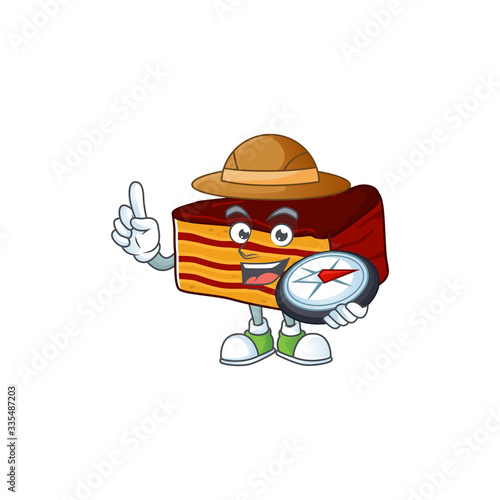 World explorer dobos torte cartoon design style using compass