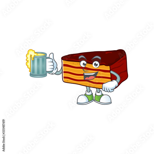 Happy dobos torte mascot style toast with a glass of beer