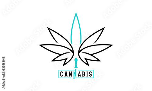  Cannabis creative line art vector design, marijuana line art leaf design.