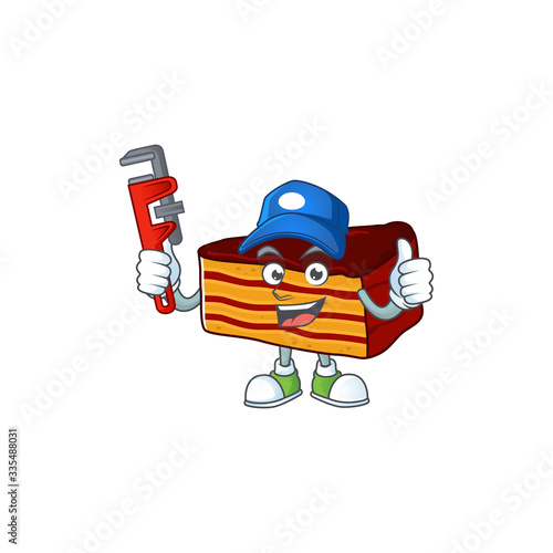 Mascot design concept of dobos torte work as smart Plumber