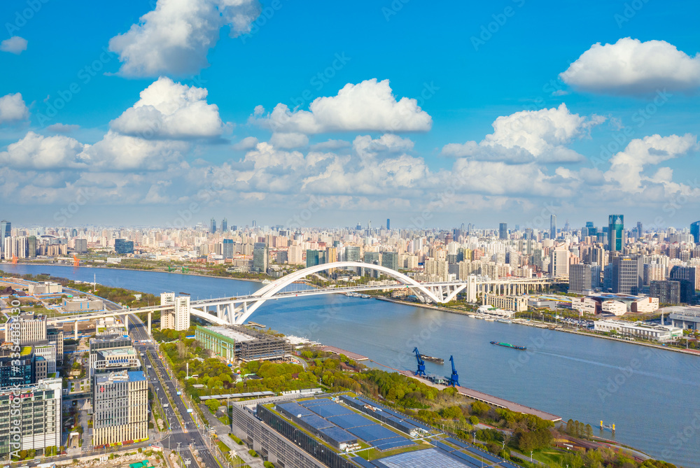 City Scenery of Huangpu River bank, Shanghai, China