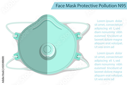 Protective face mask N95 isolate with shadow vector protect virus covid-19 concept