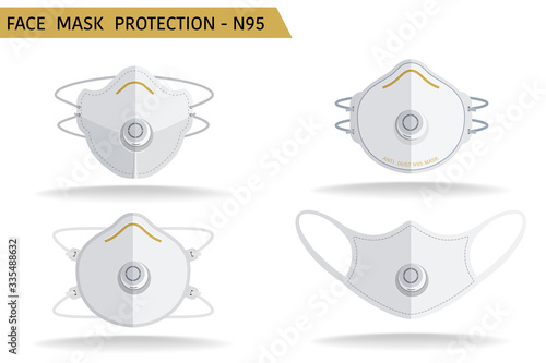 Collection Face Mask Protection N95 Vector Isolate For Anti virus disease
