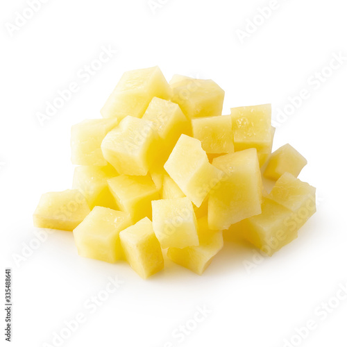 Chopped potato isolated over a white background