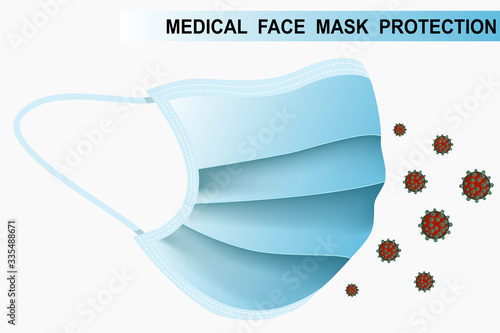 Protection medical face mask and virus icon vector Healthy concept