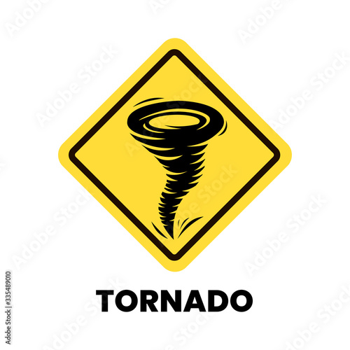 Tornado warning sign. Storm, hurricane vector illustration. White background.