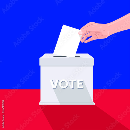 Hand holding ballot paper for election vote concept. 