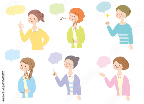 笑顔　若い女性　表情　セット