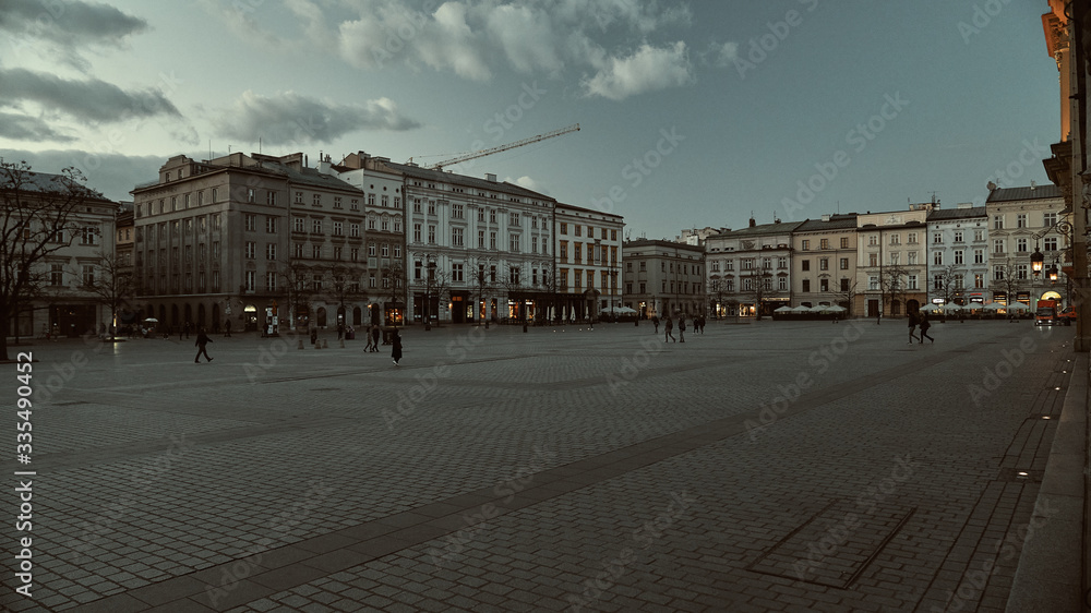 Rynek (Main Square) in Krakow During Quarantine COVID-19 Rynek (Main Square) in Krakow During Quarantine COVID-19