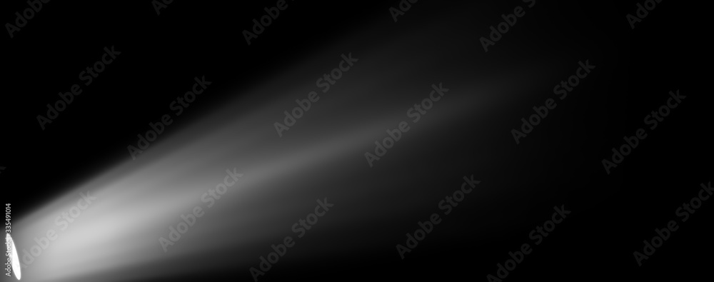 Projector. Spotlight stage isolated on black background. Award ceremony at the stadium with lighting. Stage illuminate shines up. Stock illustration.