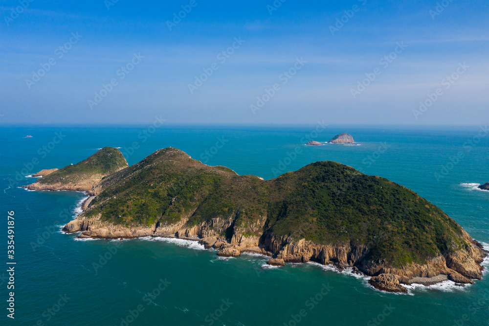 Aerial view of Hong Kong Sai Kung Ninepin Group island
