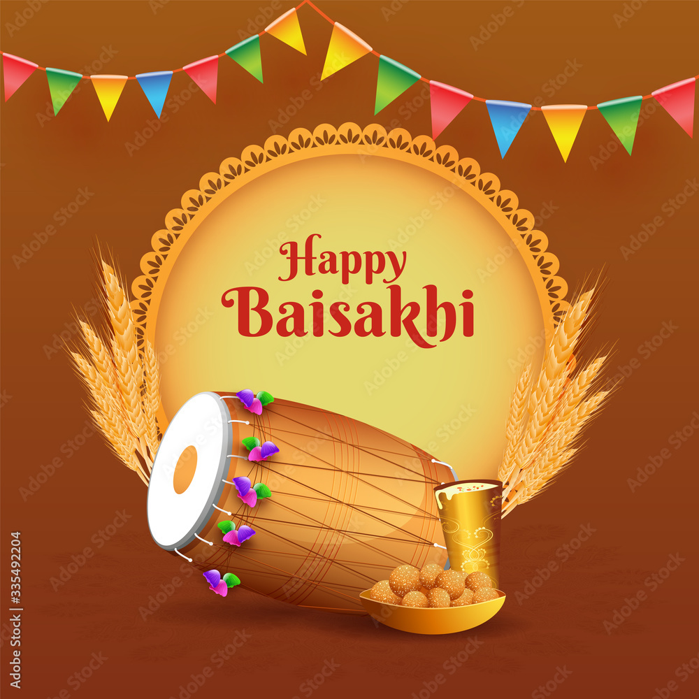 Illustration of Punjabi Festival Baisakhi or Vaisakhi with a Happy Punjabi Man Playing Drum and Performing Traditional Dance Bhangra with Wheatears, Sweet and Drink on Purple Background. Stock Vector | Adobe Stock Illustration of Punjabi Festival Baisakhi or Vaisakhi with a Happy Punjabi Man Playing Drum and Performing Traditional Dance Bhangra with Wheatears, Sweet and Drink on Purple Background. Stock Vector | Adobe Stock