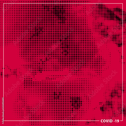 Half tone red disease background. Spaying virus COVID-19.