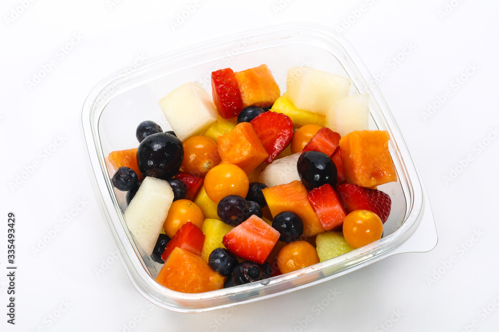 Sliced fruit mix in the box Sliced fruit mix in the box