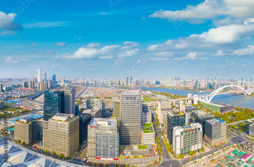 City Scenery of Huangpu River bank  Shanghai  China