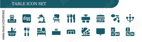 Modern Simple Set of table Vector filled Icons