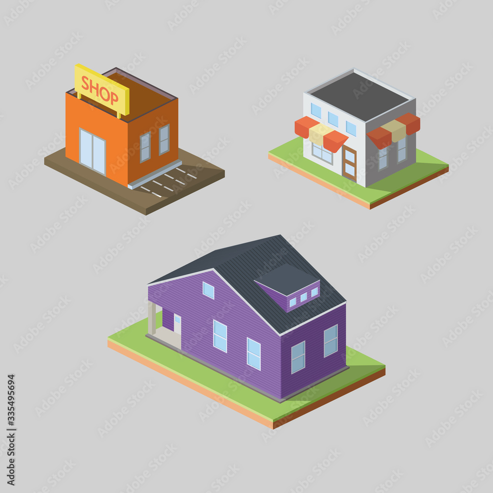 CASAS Y TIENDAS ISOMÉTRICO CASAS Y TIENDAS ISOMÉTRICO