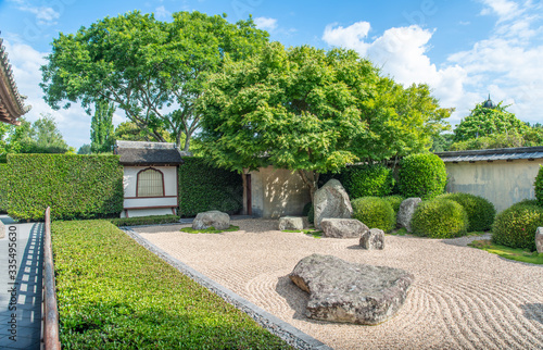 Bild auf Leinwand The beautiful Japanese rock garden in Hamilton, New Zealand