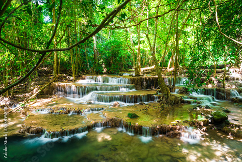 Fototapeta Naklejka Na Ścianę i Meble -  Beautiful waterfall in tropical deep jungle forest