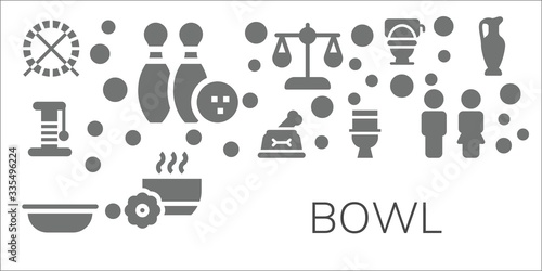 Modern Simple Set of bowl Vector filled Icons