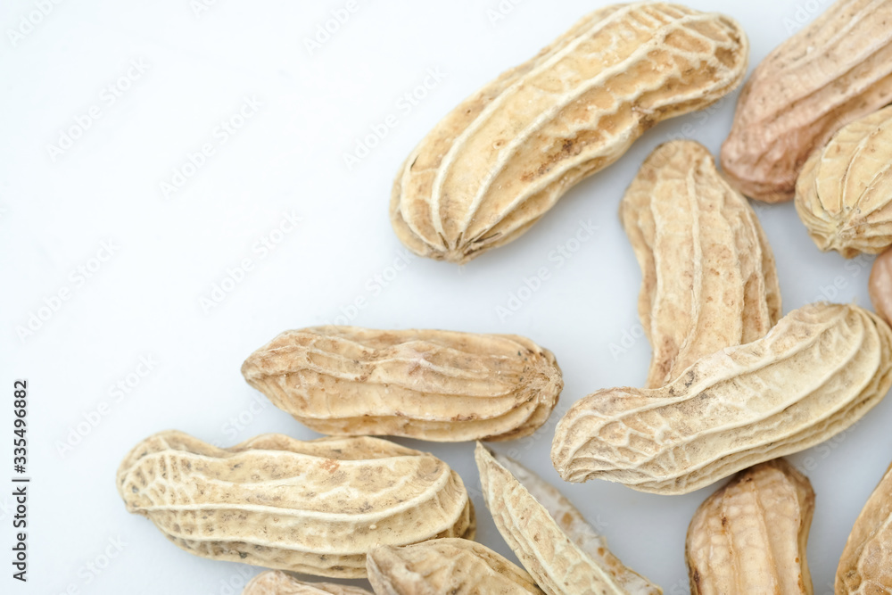 Close up boiled peanuts white background Close up boiled peanuts white background