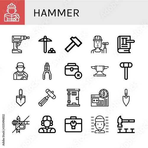 Set of hammer icons