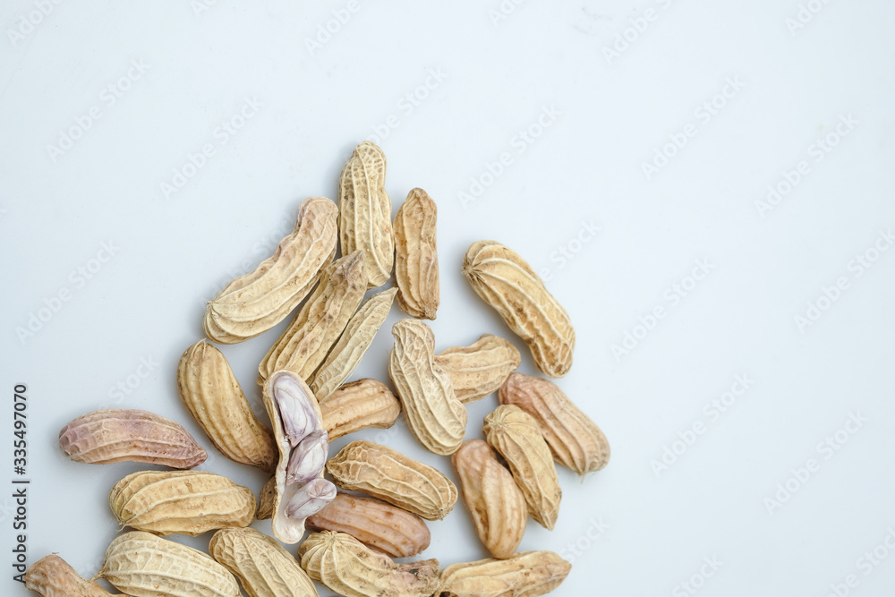 Close up boiled peanuts white background Close up boiled peanuts white background