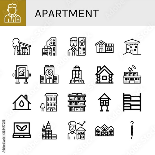 apartment simple icons set