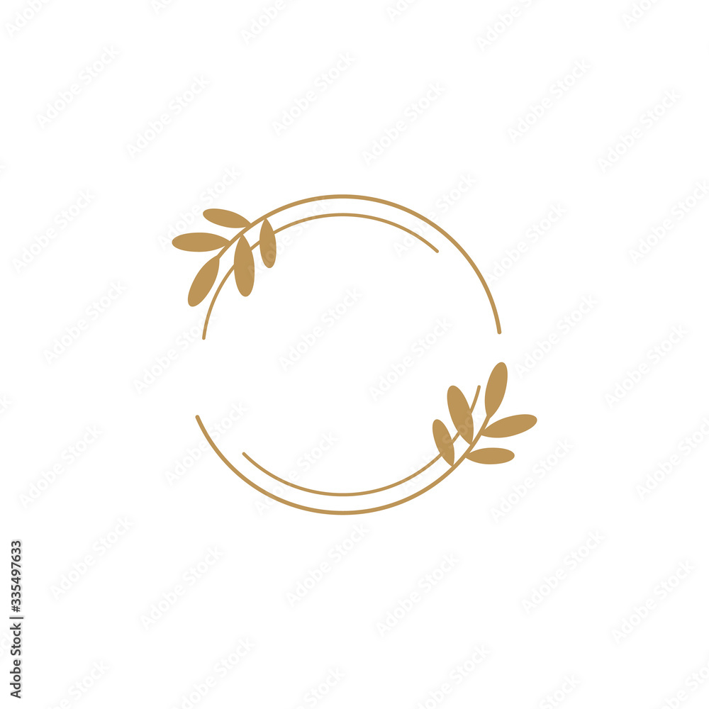Vector floral logo template in elegant and minimal style with gold color on  grey background illustration. Circle frames logos. For badges, labels,  logotypes and branding business identity. Stock Vector | Adobe Stock