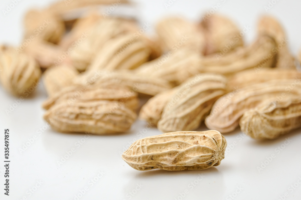 Close up boiled peanuts white background Close up boiled peanuts white background