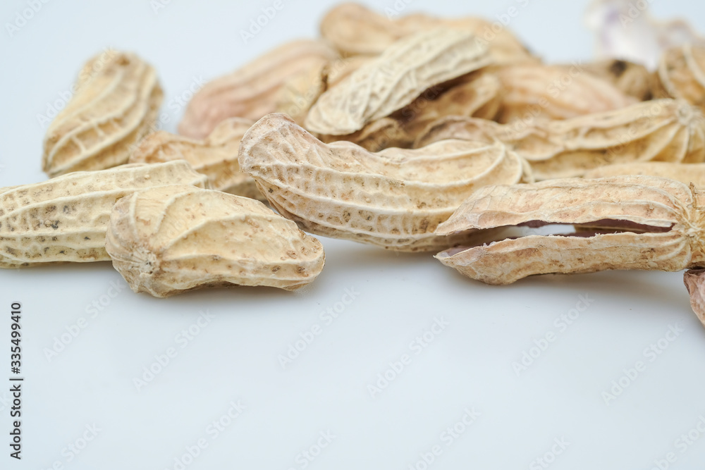 Close up boiled peanuts white background Close up boiled peanuts white background